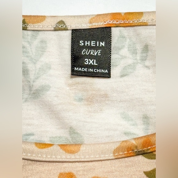 SHEIN Curve 3XL Fall Floral Plus Top – Cream/Orange/Green NWOT - Picture 4 of 6